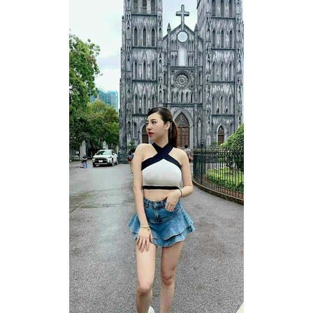 ÁO CROPTOP CHÉO DÂY SEXY