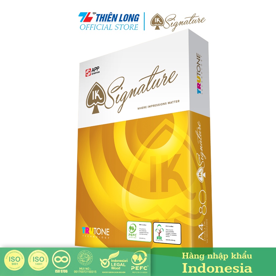 Ream giấy IK Signature cao cấp A4 80 gsm (500 tờ) - Hàng nhập khẩu Indonesia