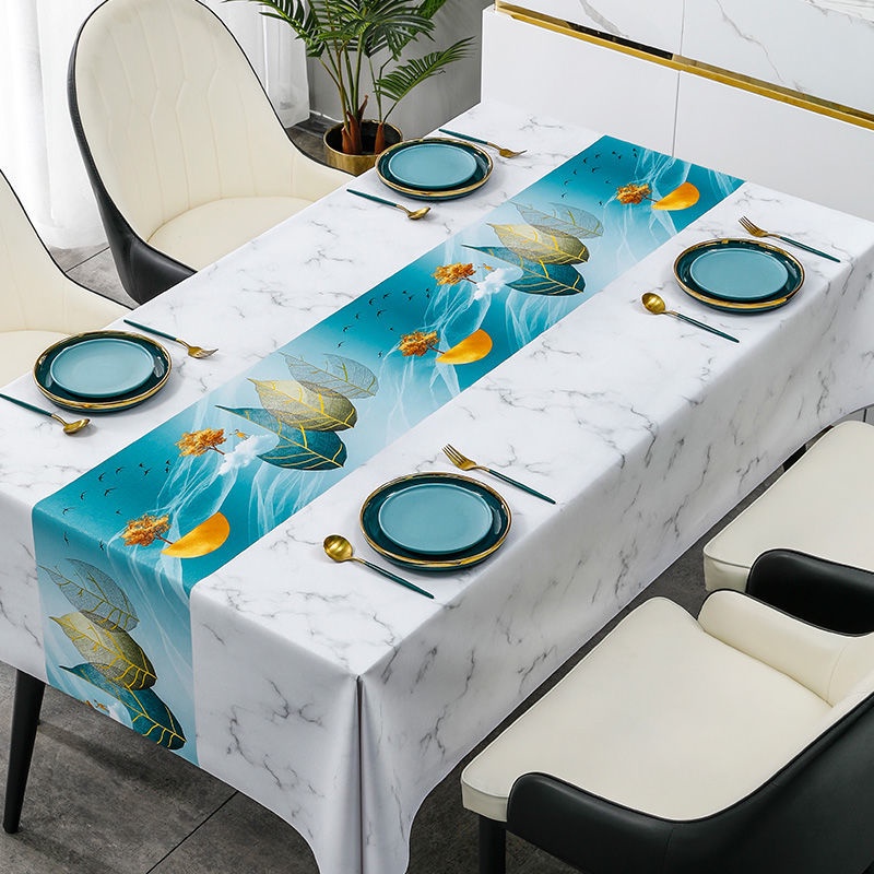 Khăn Trải Bàn Hình Chữ Nhật Chất Liệu PVC Dày Dặn Chống Thấm Nước / Dầu / Bỏng Phong Cách Bắc Âu Cao Cấp