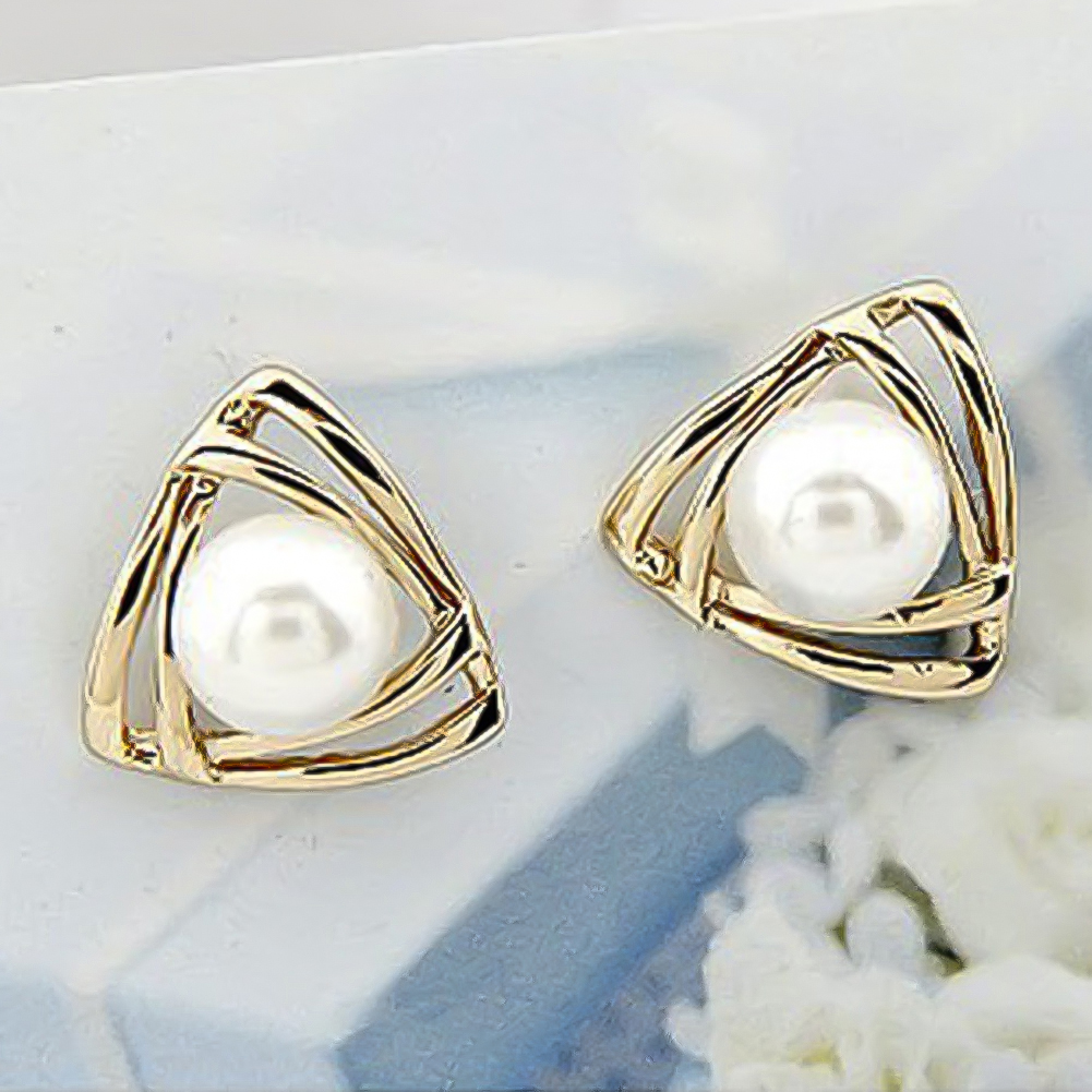 Fs Đôi Bông Tai Dáng Dài Hình Tam Giác Đính Ngọc Trai Giả Dễ Thương Cho Nữ