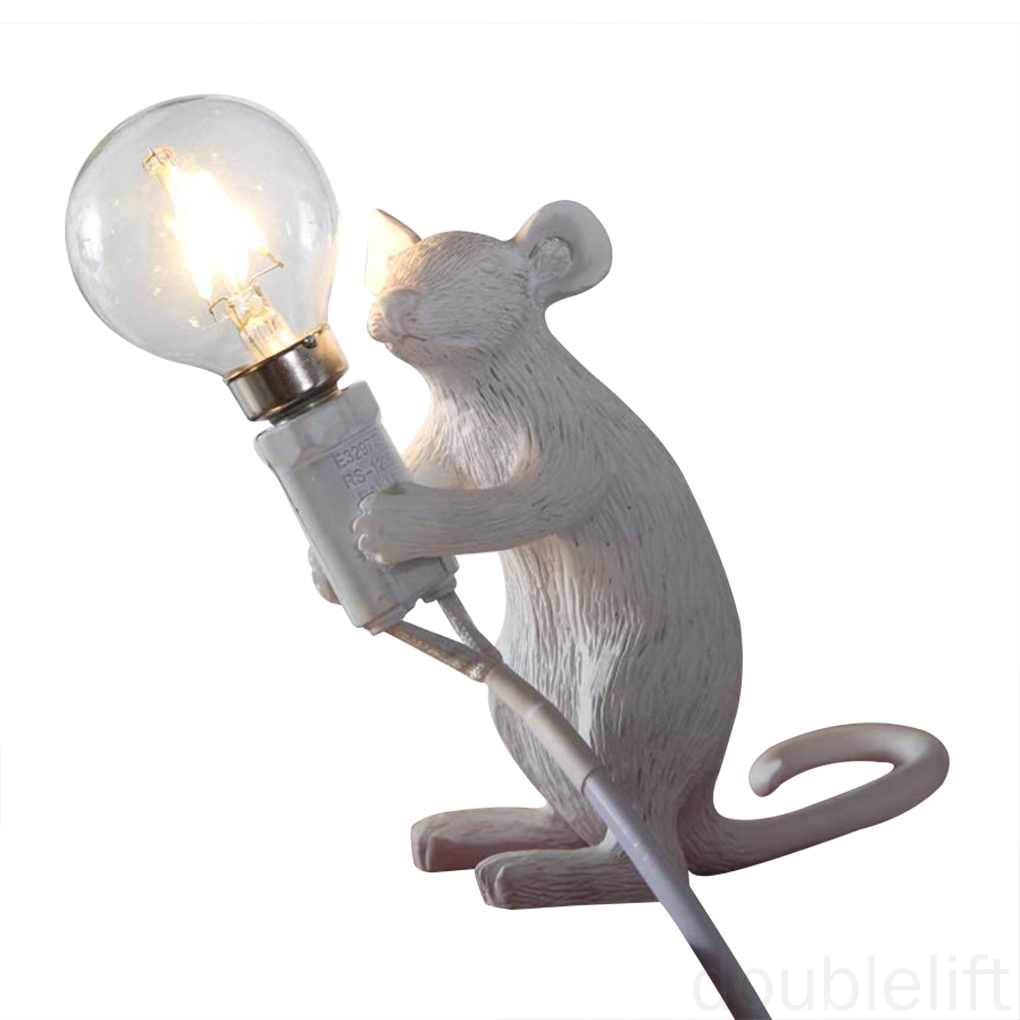 Table Lamp Mouse Desk Lamp Resin Animal Side Table Light E12 Light Bulb doublelift store