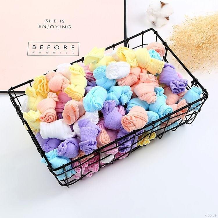 Vớ Cotton Chống Trượt Màu Trơn Xinh Xắn Cho Bé Gái Từ 0-4 Tuổi