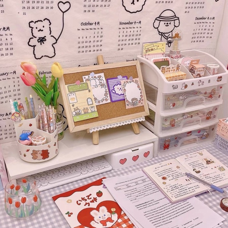 Kệ Đựng Mỹ Phẩm Nhựa 4 Tầng Để Bàn Tặng Kèm Sticker❤️FREESHIP❤️Khay Đựng Đồ Trang Điểm Nhiều Ngăn Chắc Chắn