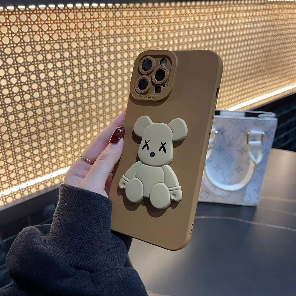 Ốp điện thoại silicone gắn hình gấu Kaws X sang trọng cho iphone 13 12 11 Pro Max pro 7 8 plus X Xs Max