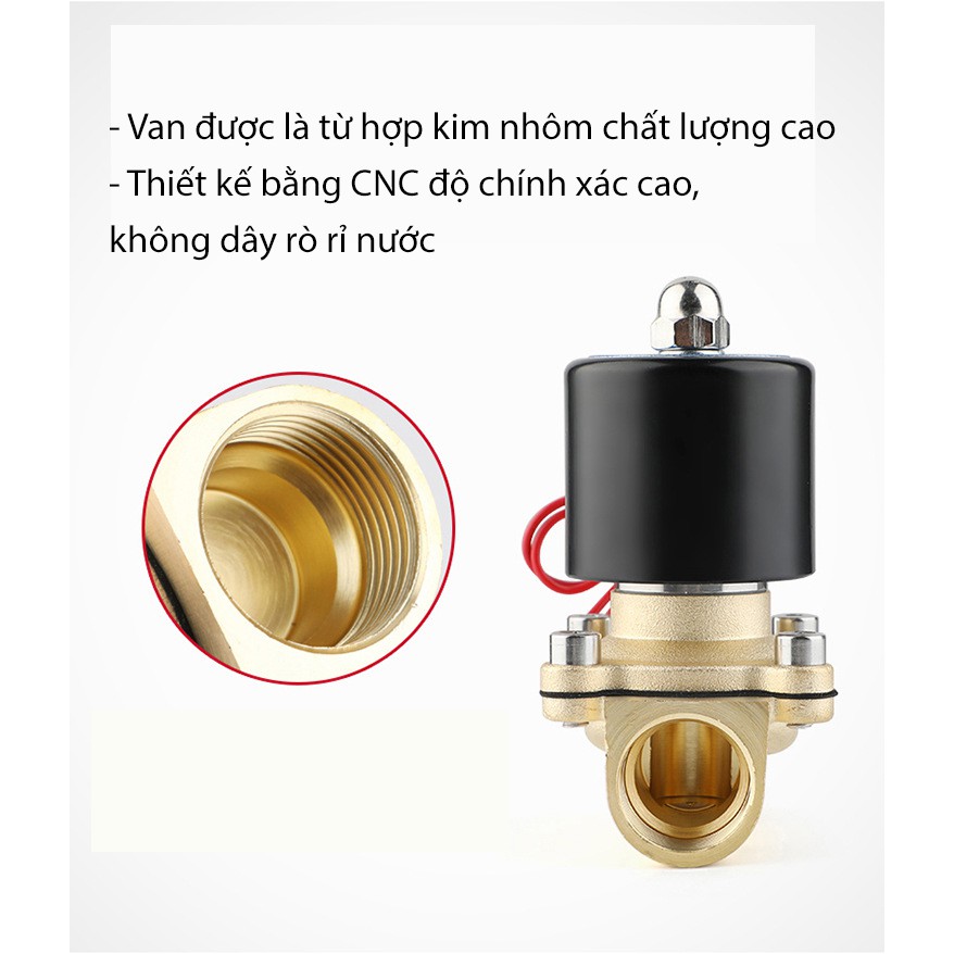 Van điện từ phi 27mm thường đóng, tự động đóng mở nước bằng điện 220v