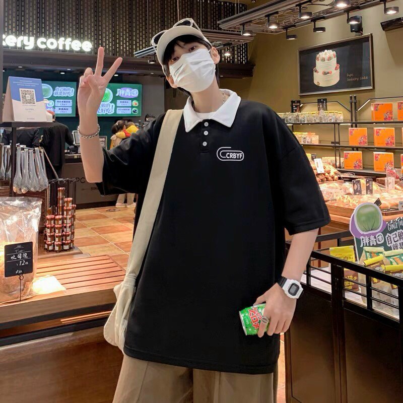 Áo Thun Polo Form Rộng Tay Lỡ Unisex Nam Nữ CRBYF Cá Tính Camshop