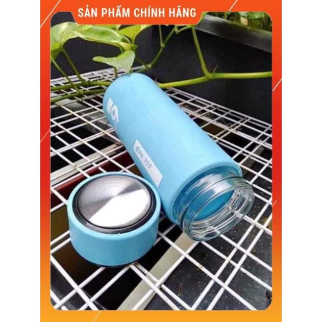 [ HÀNG SIÊU TỐT]  Bình đựng nước lõi thủy tinh bọc nhựa 6oup 450ml có 4 màu (được chọn màu)