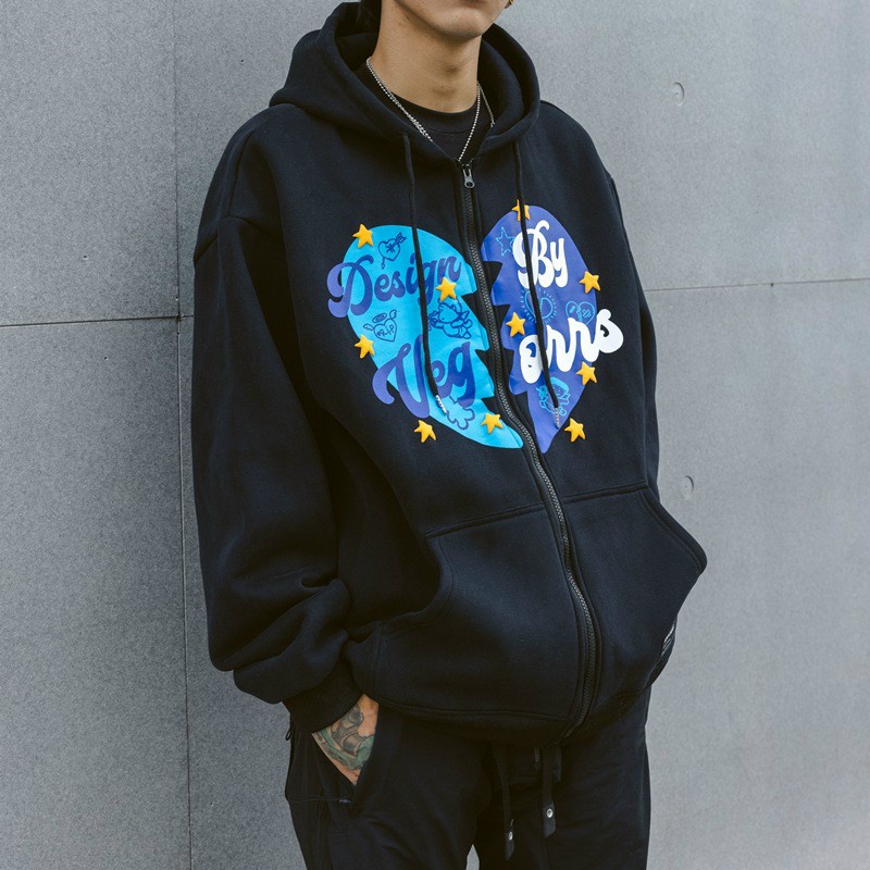 ♥️ HÓT BÒ SỮA ♥️ Áo Khoác Dây Kéo Jacket Con Bò Sữa Ulzzang Form Rộng nỉ chui Hoodie có nón IN TRÁI TIM
