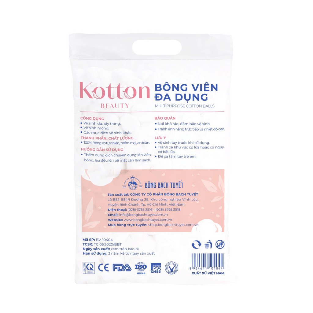 Bông Gòn Bạch Tuyết Dạng Viên Túi 80g - 0403606