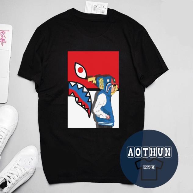 ÁO THUN UNISEX SHARK PHỐI TRẮNG ĐỎ