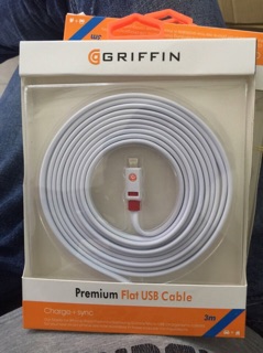 [SALE 10%] Cáp sạc Griffin dài 3m cho IPhone 5, 6, Samsung MicroUSB 8600