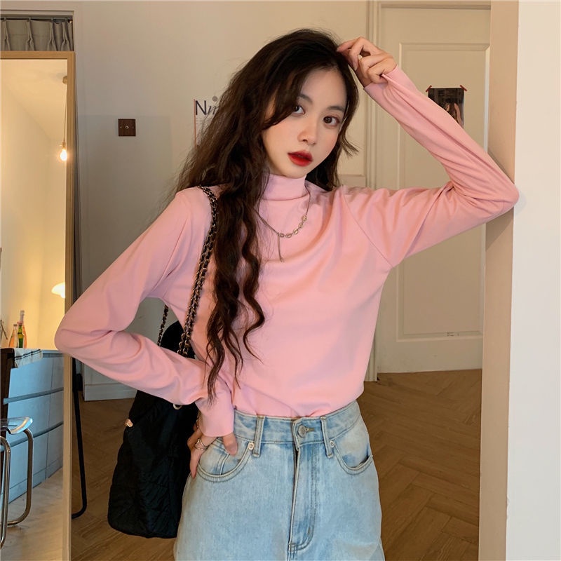 Áo Thun Tay Dài Cổ Lọ Ôm Dáng Phong Cách Mới Dành Cho Nữ