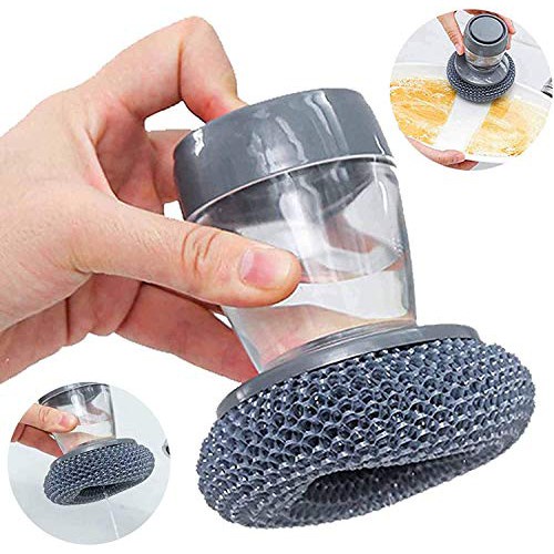 Dụng cụ tẩy rửa xoong nồi, vật dụng có cán tay cầm có ngăn đựng xà bông tiện lợi