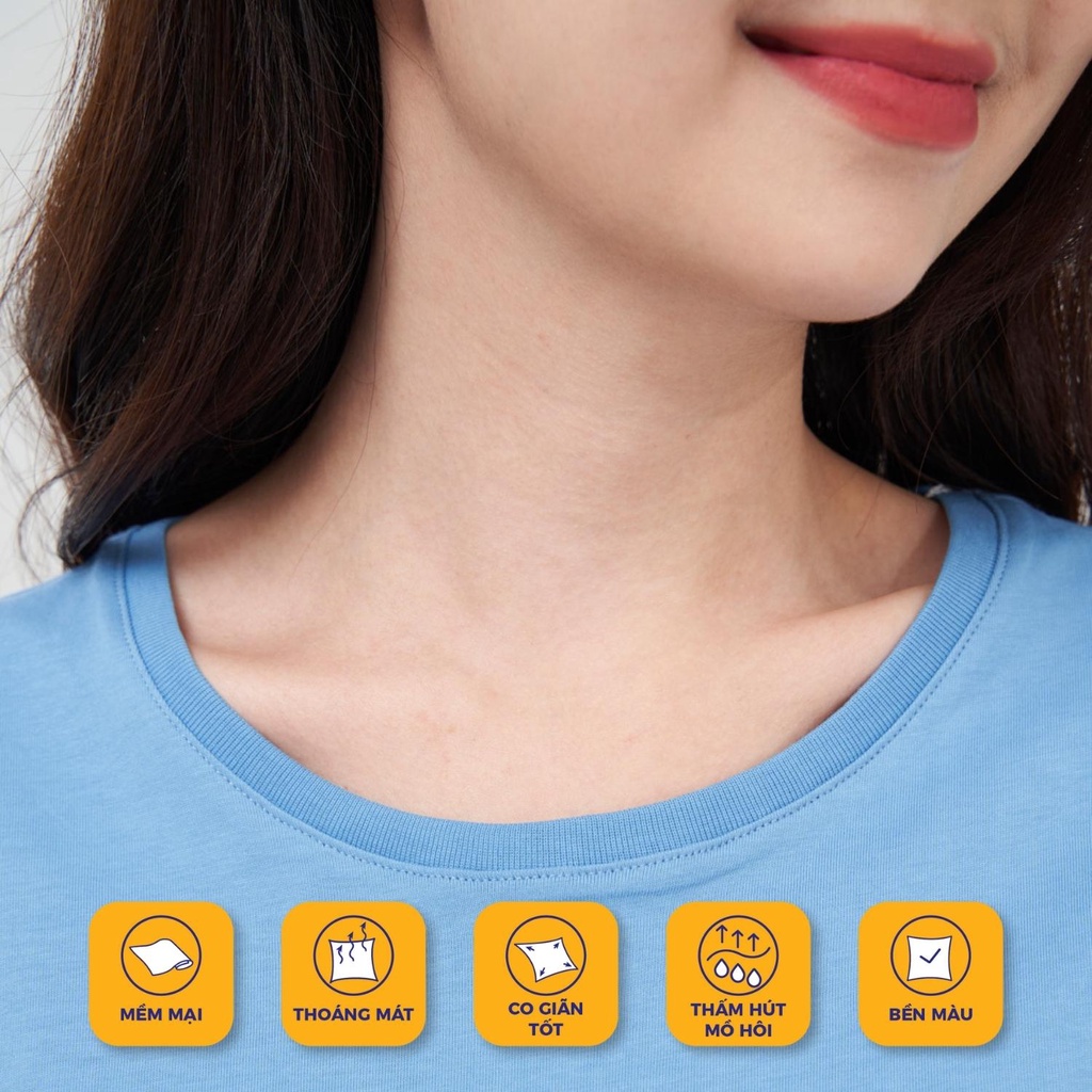 Áo phông nữ YODY cộc tay, cổ tròn chất liệu cotton mềm mại thấm hút mồ hôi TSN5346