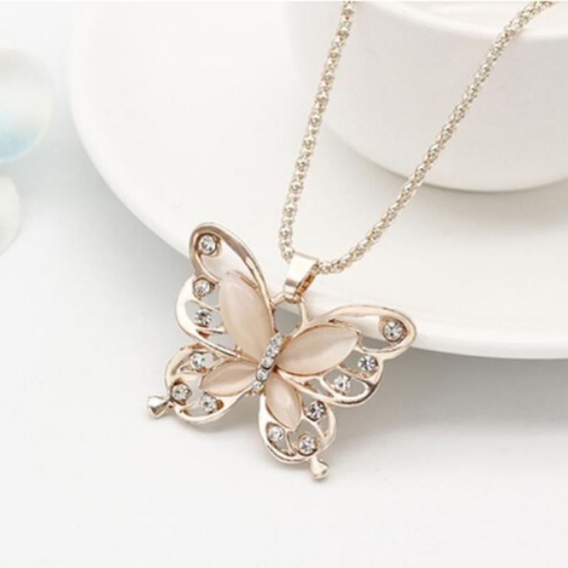 LADY ROSE vòng cổ Mặt Bướm Đính Đá Opal Cho Nữ