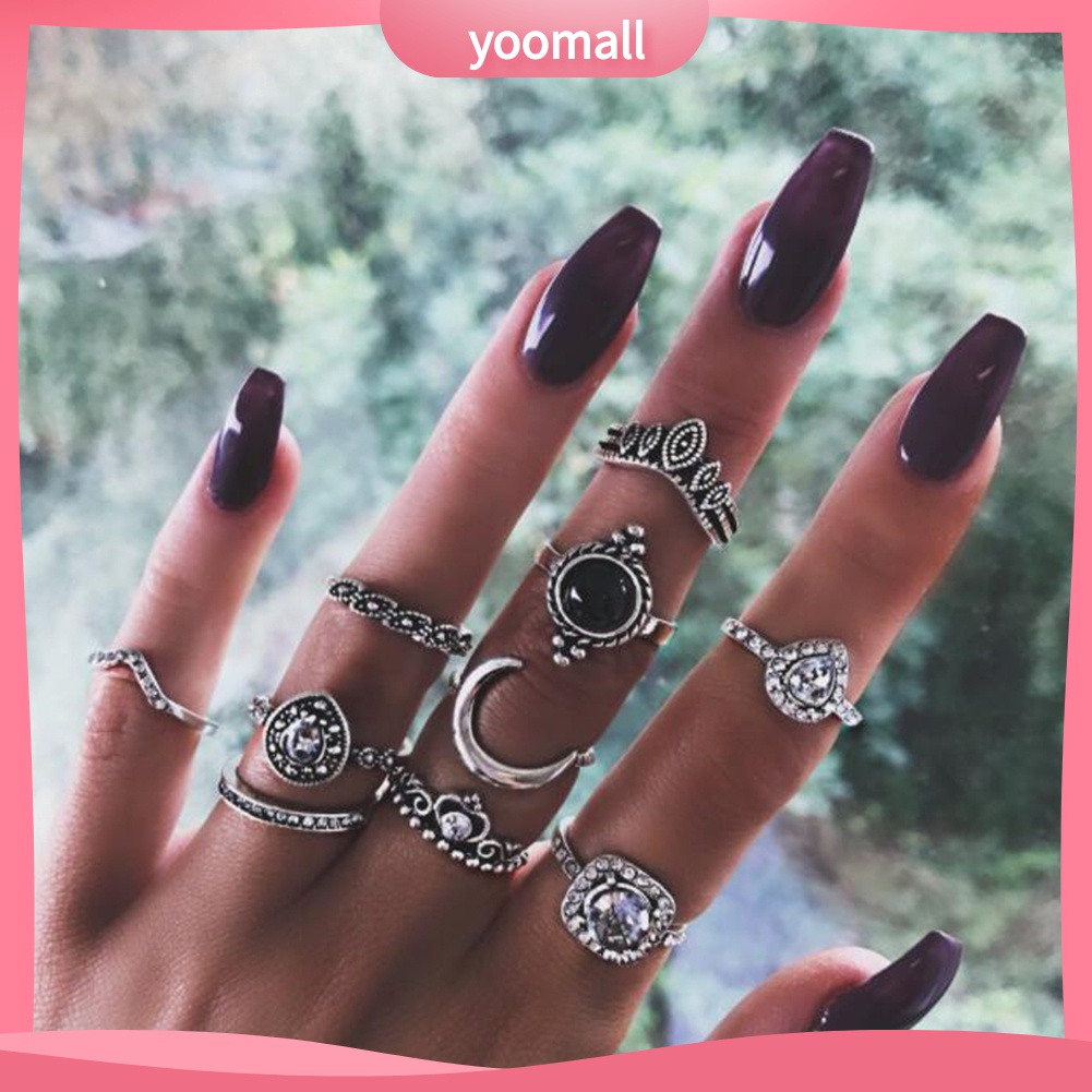 Yomall♡ Bộ 10 NhẫN Midi NhiềU KiểU DáNg Xinh XắN