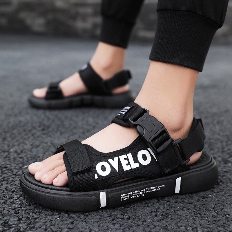 Dép sandal nam Chữ Lovee khóa zip xịn xò chắc chắn, xăng đan học sinh nam 2022