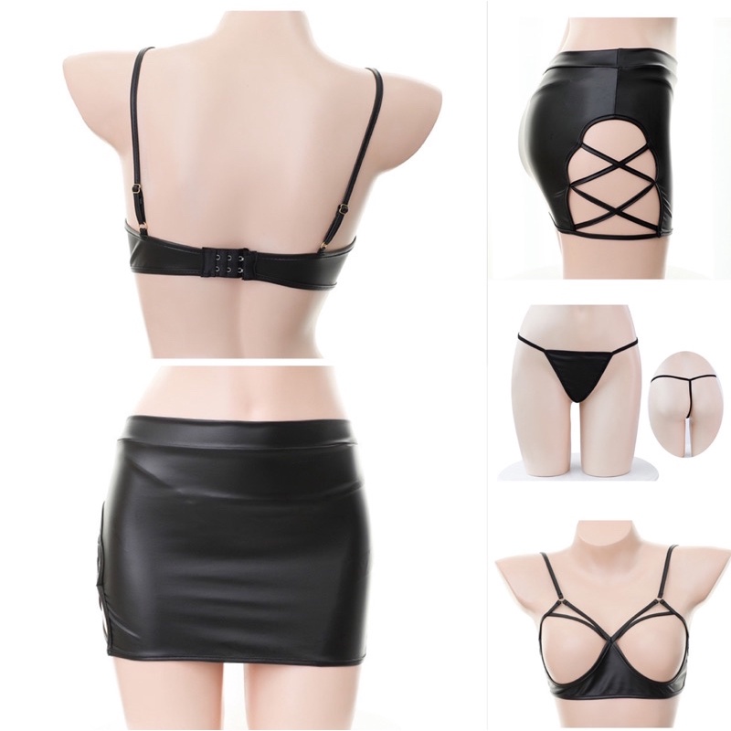 FM7032 Nội Y Kết Hợp Váy Zip Da Quyến Rũ Với Thiết Kế Táo Bạo - Fullset Kèm Dây Dắt @lingerie.sm.toys | BigBuy360 - bigbuy360.vn