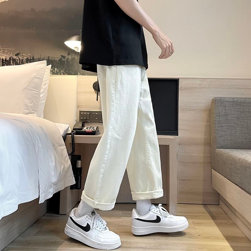 Quần Baggy - quần jean nam - quần bò nam ống rộng màu trắng đón tết 2022