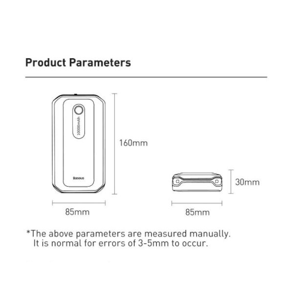 Bộ Kích Nổ Ắc Quy Ô Tô, Xe Máy Tốt Nhất Baseus Kiêm Sạc Dự Phòng 10000mah Tích Hợp Đèn LED Chiếu Sáng