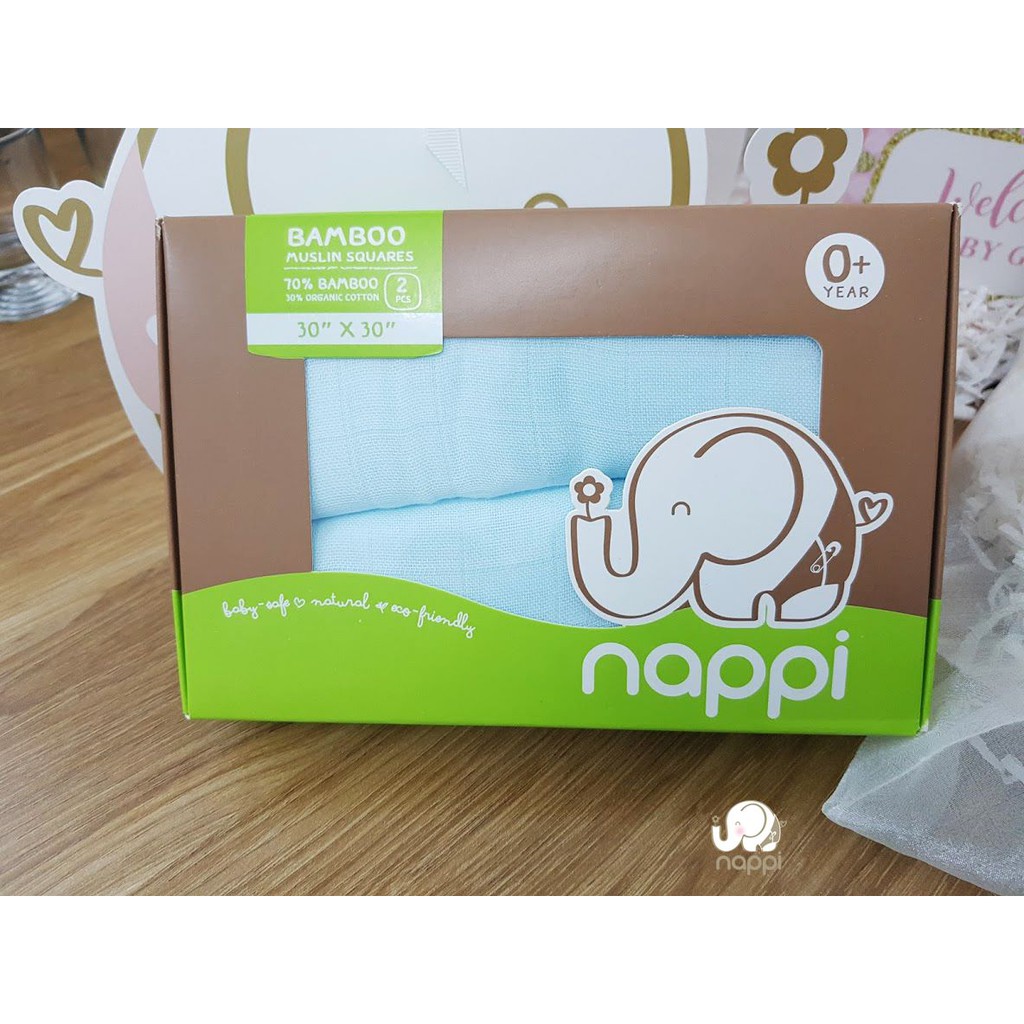 Khăn tắm cho bé sơ sinh| Set khăn đa năng sợi tre (2c) Nappi Thương hiệu Thái Lan 100% sợi tre an toàn