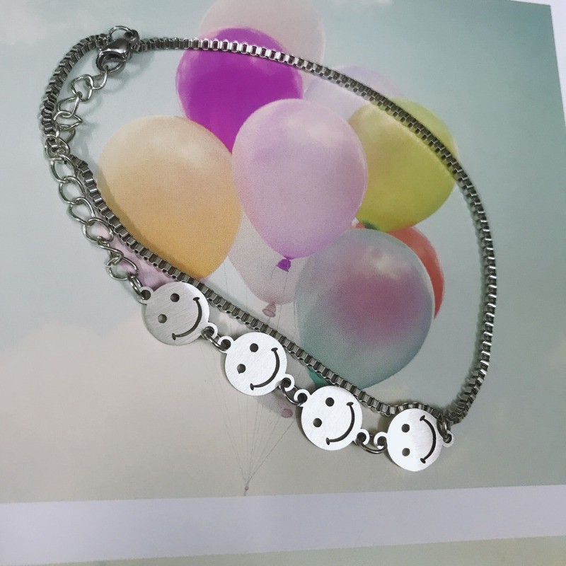 Vòng Tay Kim Loại Mặt Cười Phong Cách Hip Hop Cá Tính