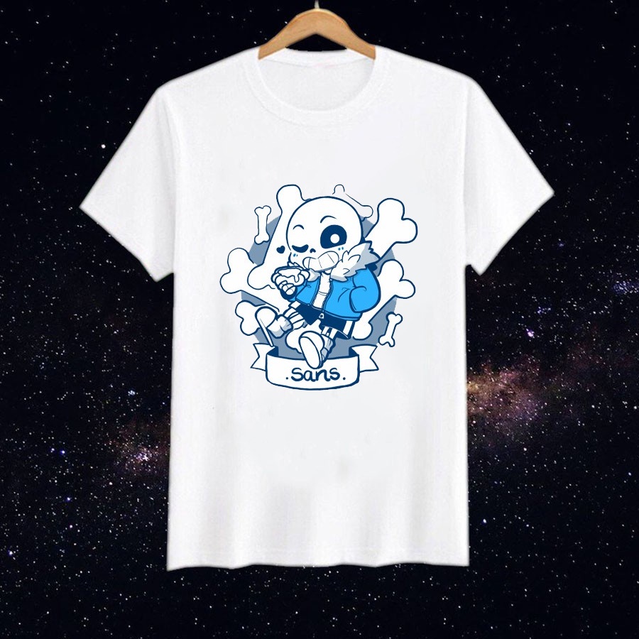 Áo thun game Undertale Sans chibi màu trắng - Có size trẻ em