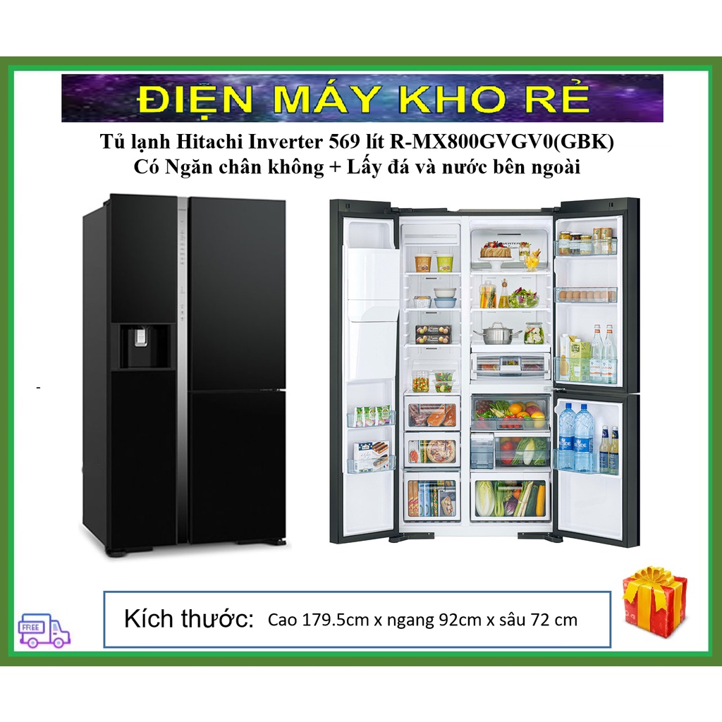Tủ lạnh Hitachi Inverter 569 lít R-MX800GVGV0(GBK) - Điện Máy Kho Rẻ