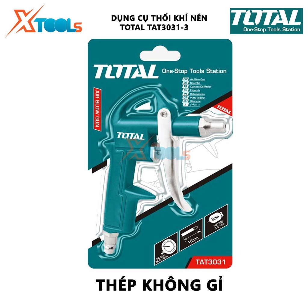 Dụng cụ thổi khí Total TAT3031-3 Súng xịt thổi khí Chiều dài ống phun 16mm Đầu nối kiểu Nitto phụ kiện của máy nén khí