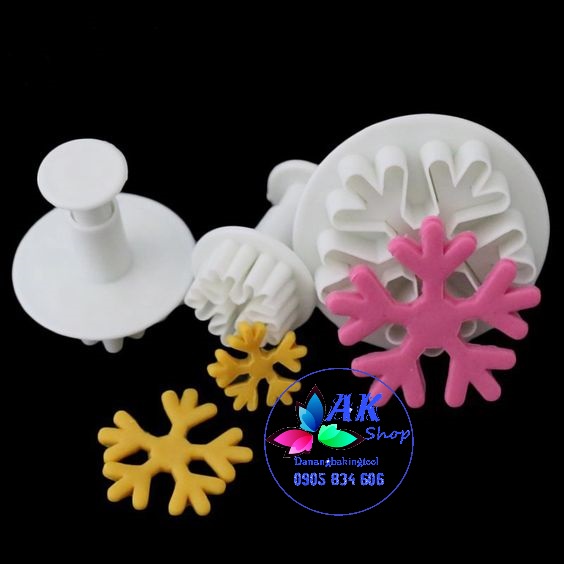 BỘ 3 KHUÔN NHẤN LÒ XO HOA TUYẾT 5 ( NHỰA)
