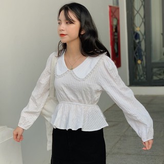 Áo eo chun cổ viền ren sa421 1994closet