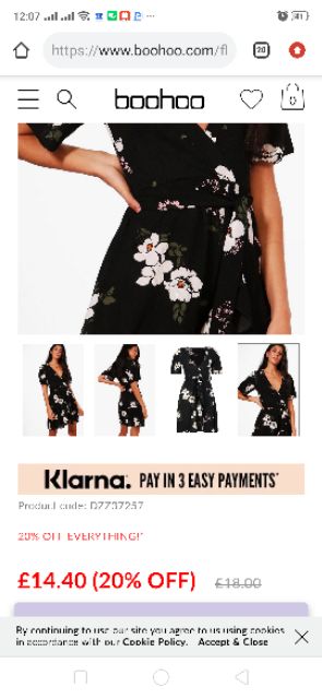 Váy vạt chéo in hoa trà hãng Boohoo hàng Authentic