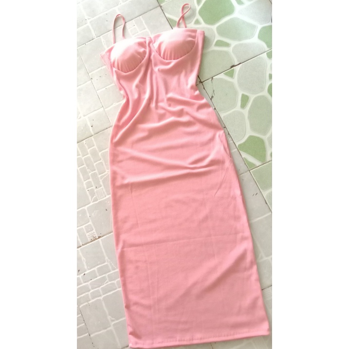 ĐẦM ÔM BODY 2 DÂY CÚP NGỰC CÓ MÚT DÁNG DÀI, VÁY DỰ TIỆC SEXY 3 MÀU XANH HỒNG ĐEN - 1270