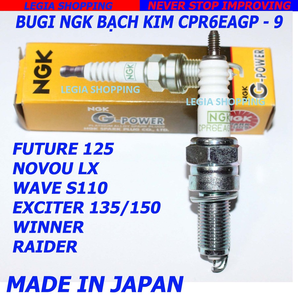 BUGI BẠCH KIM NGK CPR6EAGP CHÂN DÀI 19mm