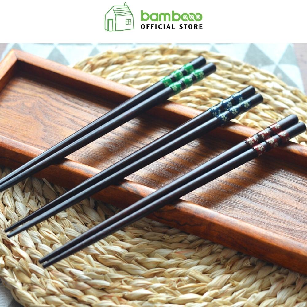 Đũa gỗ tự nhiên BAMBOOO ECO đầu nhọn dễ gắp dễ rửa sạch không mốc dài 23cmm - 01 đôi