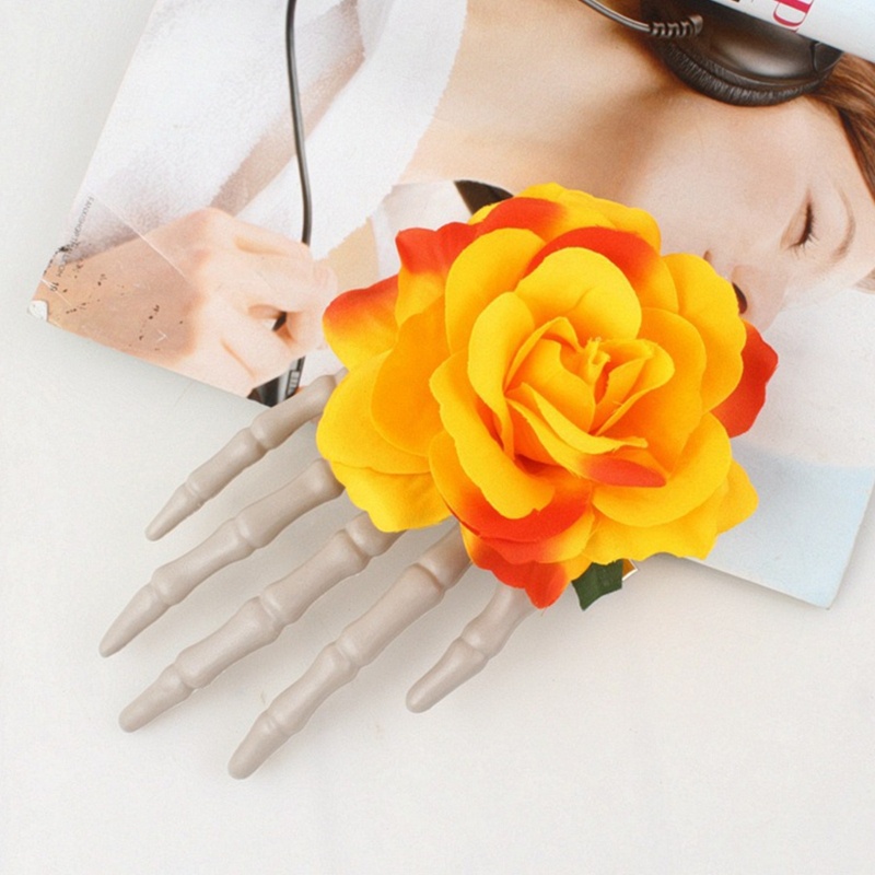 Kẹp Tóc Hình Bàn Tay Đầu Lâu Hoa Goth