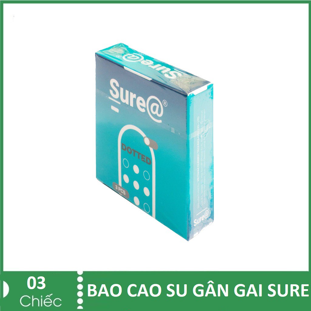 Bao Cao Su Gân Gai Tăng Khoái Cảm Sure Dotted - hộp 3 bao