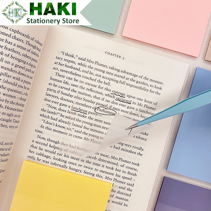 Bộ 50 tờ giấy ghi chú màu trong HAKI chống thấm nước tiện dụng NO3