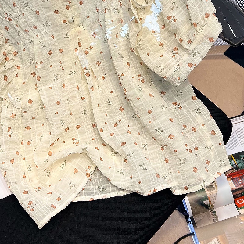 Áo Sơ Mi Tay Ngắn Cổ Chữ V Phối Bèo Thời Trang Mùa Hè Cho Nữ