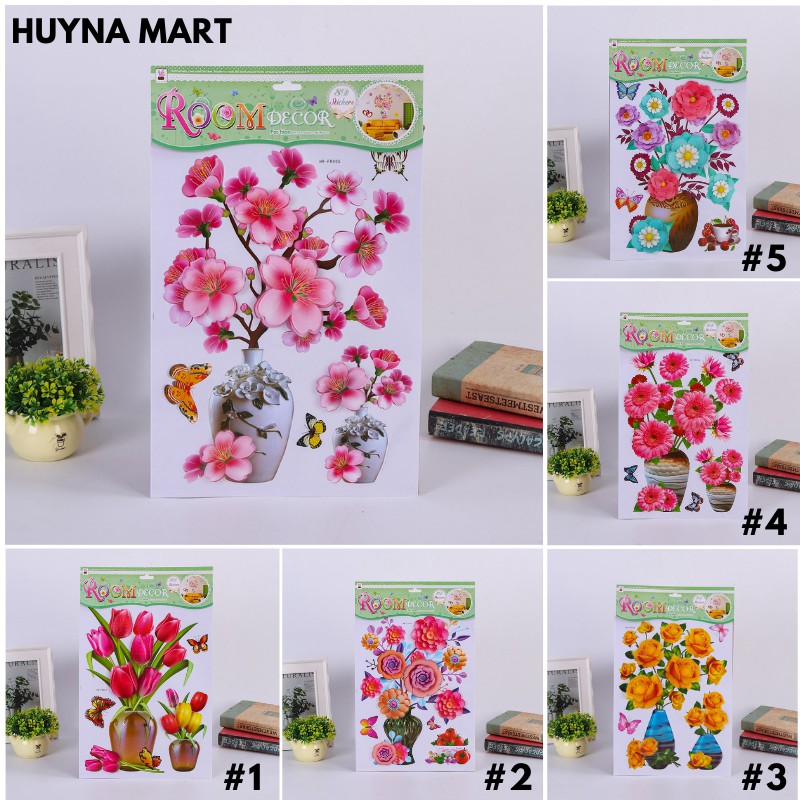 Tranh Dán Tường 3D Hoa Nổi Trang Trí Phòng Khách Room Decor Huyna Mart