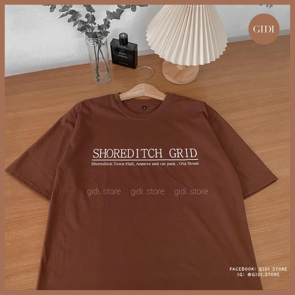 Áo Phông BASIC Nam Nữ Unisex in chữ GRID màu Hồng/ Trắng/ Đen/ Choco form rộng vải thun co giãn không nhăn GIDI