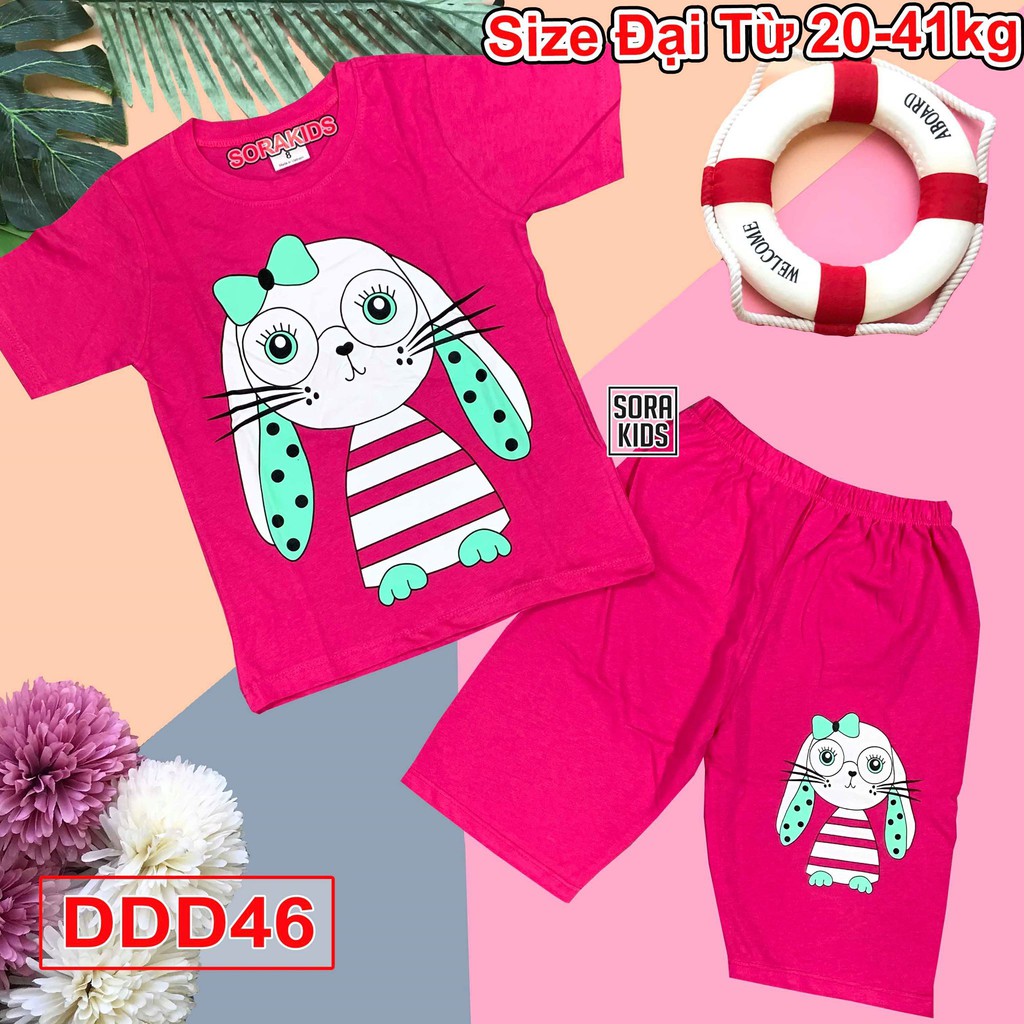 bộ lửng ngố in hình cô gái cho bé gái 2-10 tuổi Bộ quần áo trẻ em Sorakids chất cotton 100% Size từ 19-40 kg