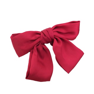 Kẹp Tóc Nơ Satin Màu Đỏ Đen