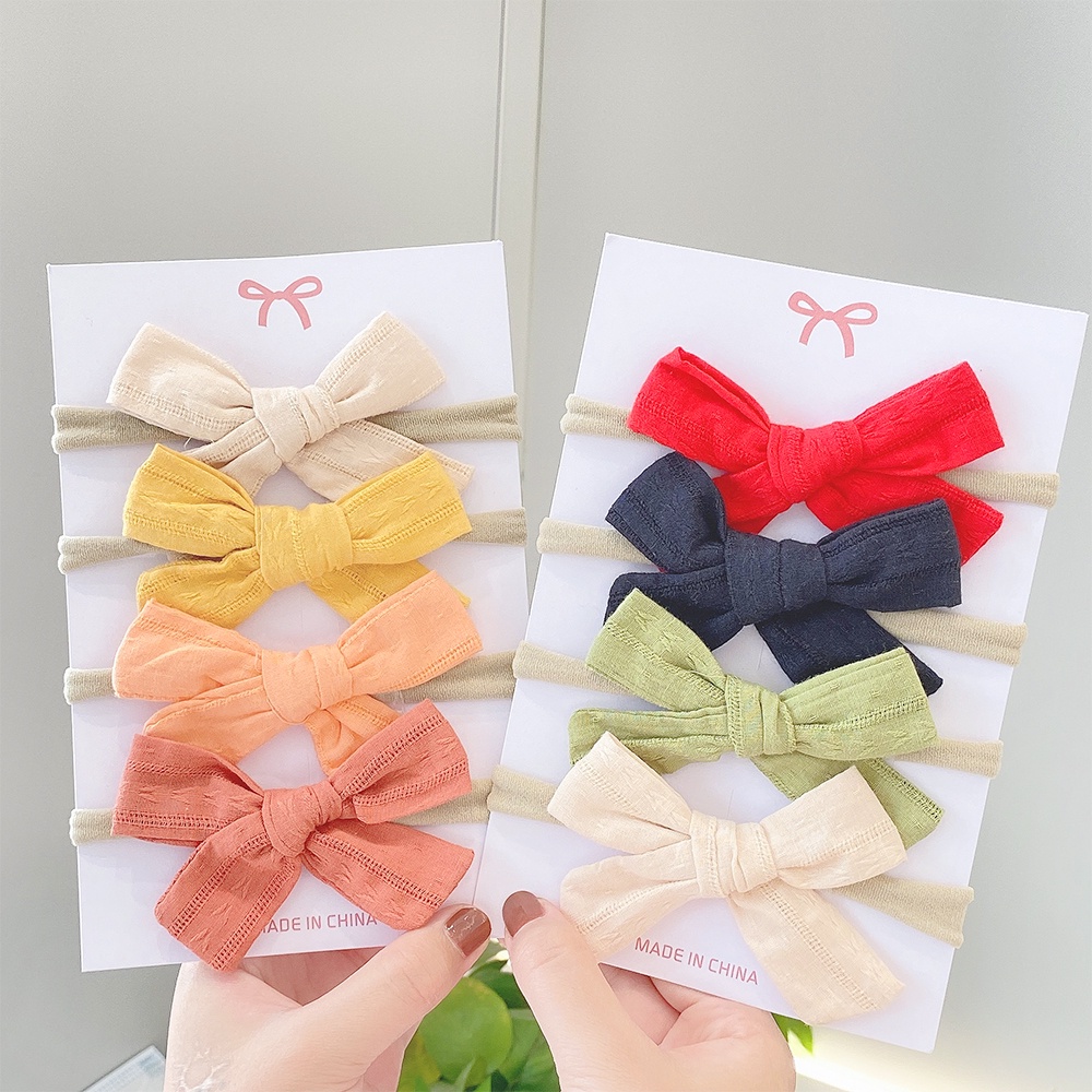 Set 4 băng đô KIDSBOWS vải cotton nylon mềm mại co giãn cho bé gái sơ sinh