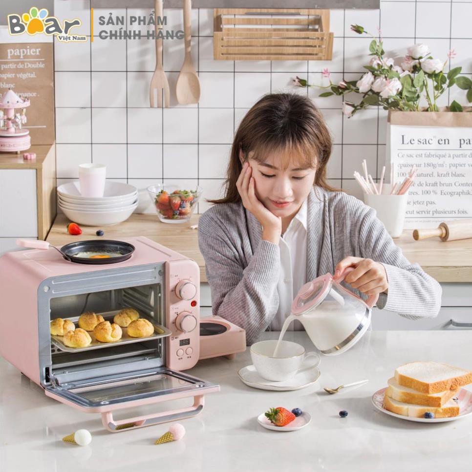 Lò nướng Mini Đa năng 3 trong 1 (Lò nướng/Chảo rán trứng/Ấm siêu tốc) Chính Hãng Bear DSL -C02B1