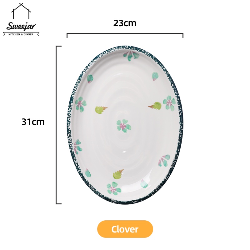 SWEEJAR Dĩa sứ  đựng cá lớn dùng được trong lò vi sóng