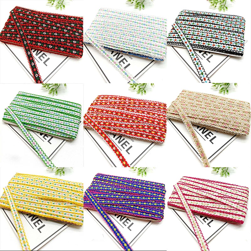Cuộn vải ren thêu hoa 5 yard 12mm