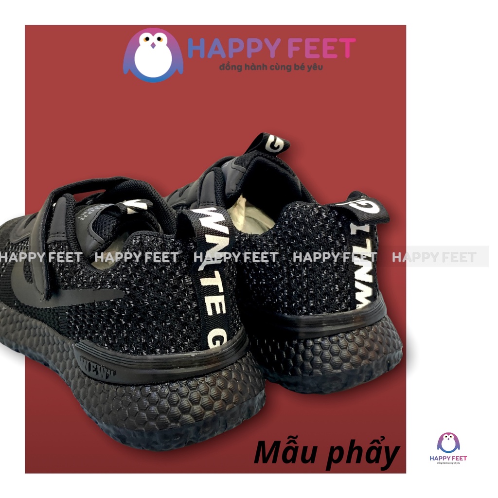 Giầy đen đồng phục, giày thể thao đen Happy Feet cho bé trai bé gái đi học -No 8857