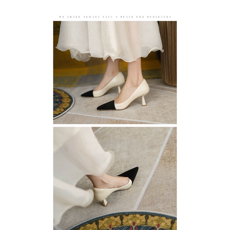 Giày Cao Gót Mũi Nhọn Thiết Kế Mỏng Thiết Kế Mới Thời Trang Theo Phong Cách Pháp Cho Nữ