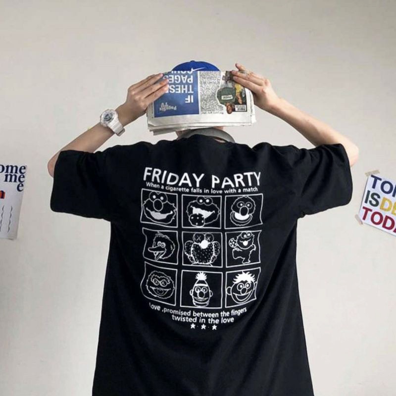 Áo thun tay lỡ form rộng unisex kaw vui vẻ